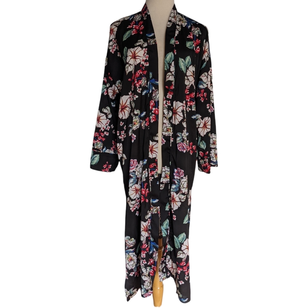 Revamped Black Floral Long Sleeves Cover Up Size S/M